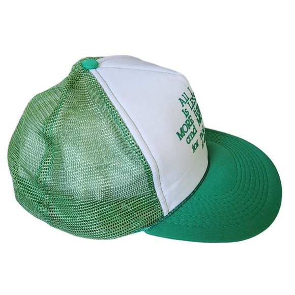 Vintage Showboat Snapback Trucker Hat Cap Green White I Want Less to do More Tim - Picture 4 of 6